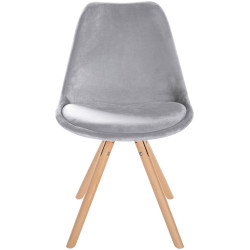 Fauteuil Sofia, velours, rond, gris clair
