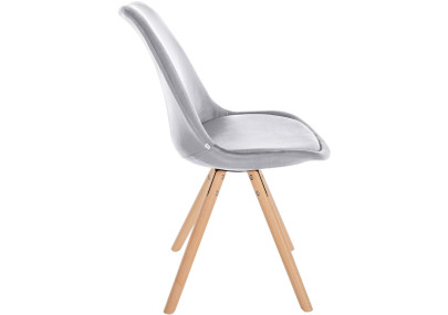 Poltrona Sofia, veludo, redonda, cinza claro