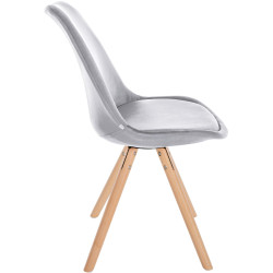 Fauteuil Sofia, velours, rond, gris clair