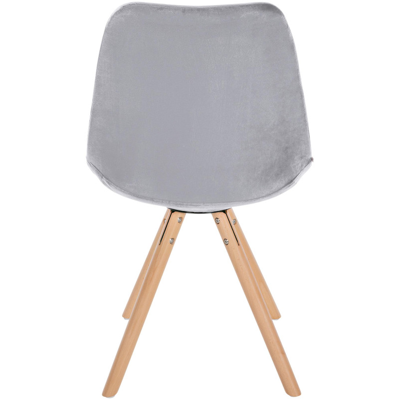 Fauteuil Sofia, velours, rond, gris clair