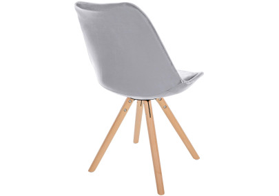 Fauteuil Sofia, velours, rond, gris clair