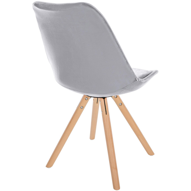 Fauteuil Sofia, velours, rond, gris clair