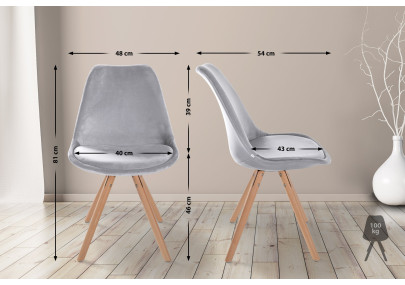 Fauteuil Sofia, velours, rond, gris clair