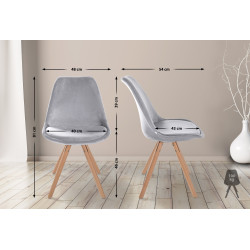 Fauteuil Sofia, velours, rond, gris clair