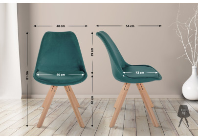 Fauteuil Sofia, velours, carré, vert