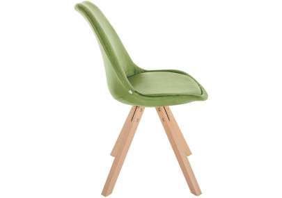 Fauteuil Sofia, en velours, carré, vert clair