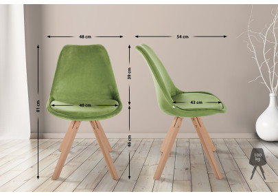 Asiento Sofia, en terciopelo, cuadrado, verde claro