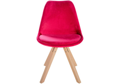 Fauteuil Sofia, velours, carré, rouge