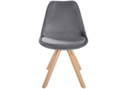 Fauteuil Sofia, en velours, carré, gris