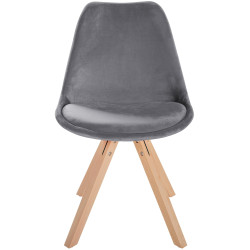 Fauteuil Sofia, en velours, carré, gris