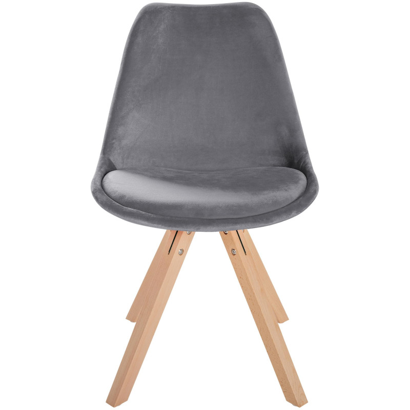 Fauteuil Sofia, en velours, carré, gris