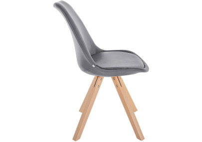 Fauteuil Sofia, en velours, carré, gris