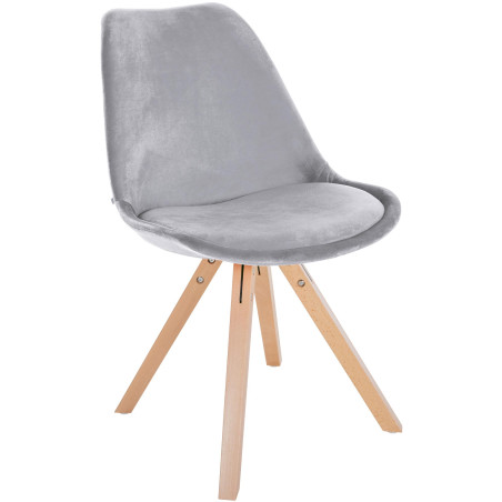 Fauteuil Sofia, velours, carré, gris clair