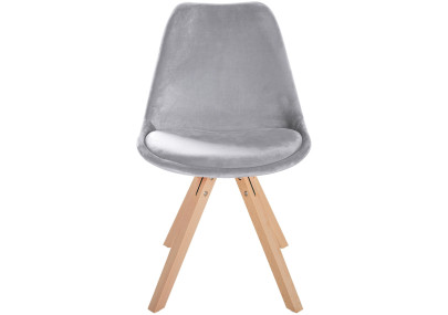Fauteuil Sofia, velours, carré, gris clair