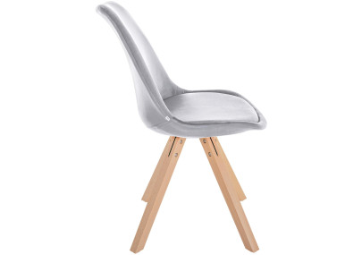 Fauteuil Sofia, velours, carré, gris clair