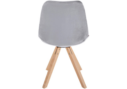 Fauteuil Sofia, velours, carré, gris clair
