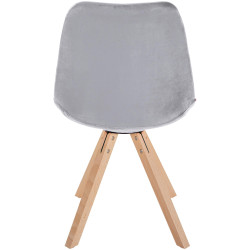 Fauteuil Sofia, velours, carré, gris clair