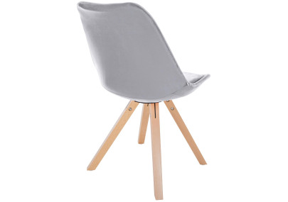 Fauteuil Sofia, velours, carré, gris clair