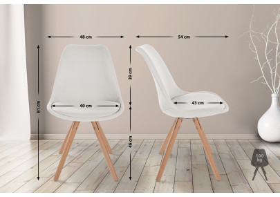 Chaise Sofia, ronde, tissu couleur crème