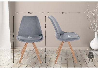 Fauteuil Sofia, tissu, rond, gris clair