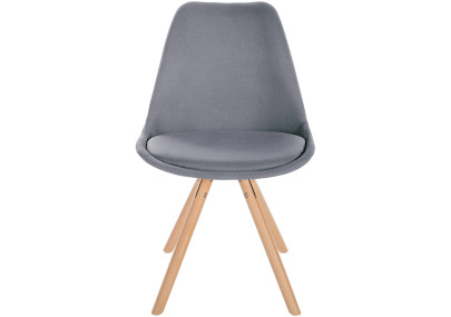 Fauteuil Sofia, tissu, rond, gris clair
