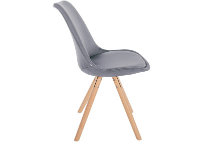 Fauteuil Sofia, tissu, rond, gris clair