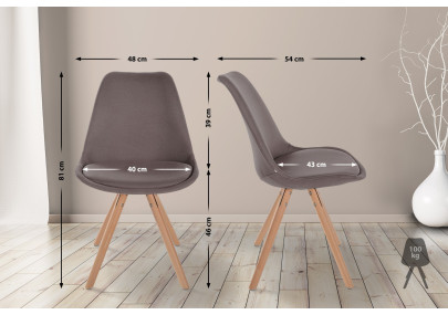 Chaise Sofia, ronde, tissu taupe