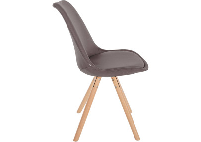 Chaise Sofia, redonda, tecido taupe