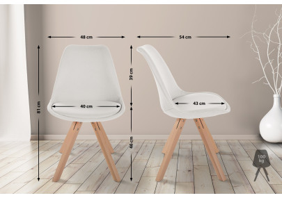 Chaise Sofia, tissu Square, crème