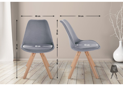 Silla Sofia, tela Square, gris claro