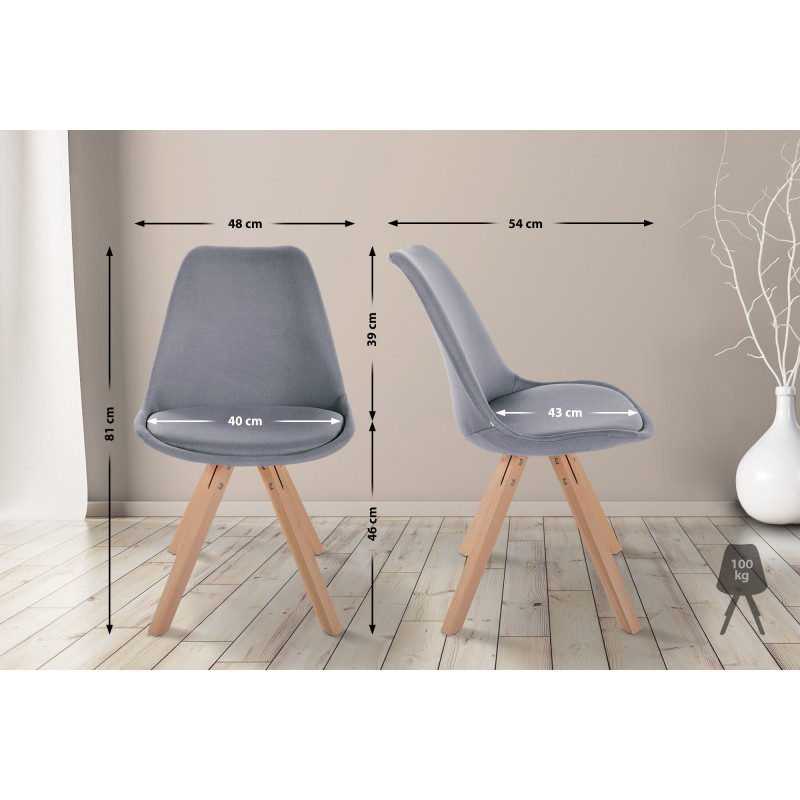 Sedia Sofia, tessuto Square, grigio chiaro