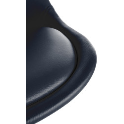 Poltrona Sofia, em couro sintético, redonda, preta