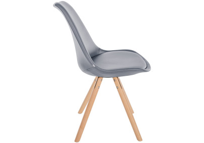 Fauteuil Sofia, en similicuir, rond, gris