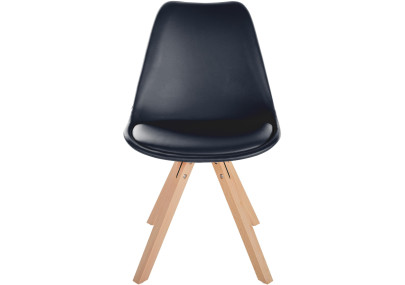 Fauteuil Sofia, similicuir, carré, noir