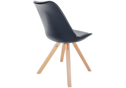 Fauteuil Sofia, similicuir, carré, noir