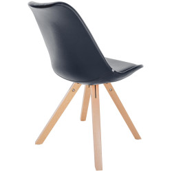 Fauteuil Sofia, similicuir, carré, noir