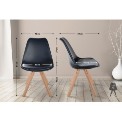 Poltrona Sofia, couro sintético, quadrada, preta