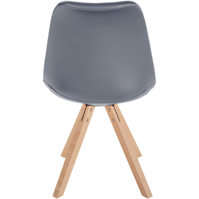 Poltrona Sofia, couro sintético, cinza quadrado