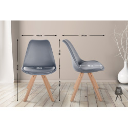 Poltrona Sofia, couro sintético, cinza quadrado