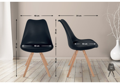 Chaise Sofia, en plastique, ronde, noire