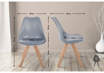Chaise Sofia, plastique, carrée grise