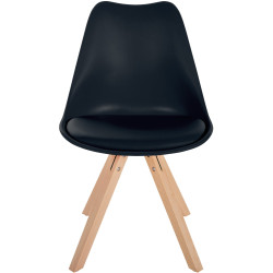 Cadeira Sofia, em plástico, quadrada, preta