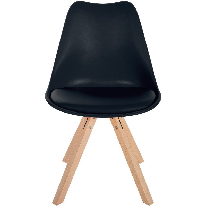 Cadeira Sofia, em plástico, quadrada, preta