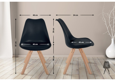 Chaise Sofia, en plastique, carrée, noire