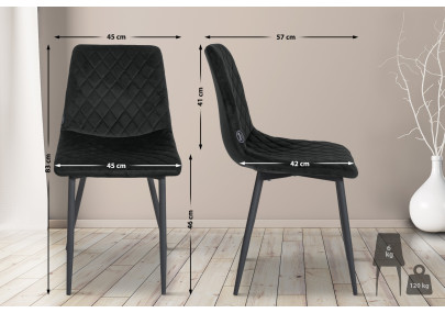 Fauteuil Telde, velours, noir