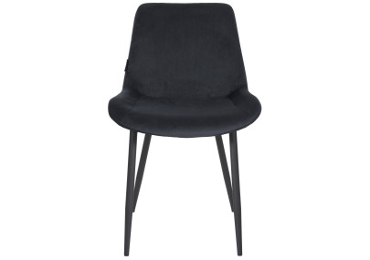 Chaise de salle à manger Victoria, velours, noire