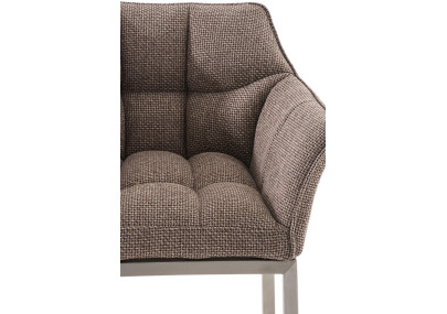 Tabouret de bar Damaso E, tissu avec piètement à 4 pieds, brun terre