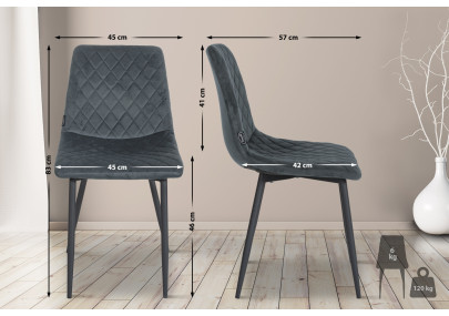 Chaise Telde, velours, gris foncé