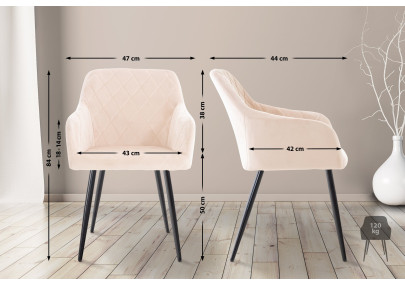 Ensemble de 2 chaises de salle à manger Shila en velours beige