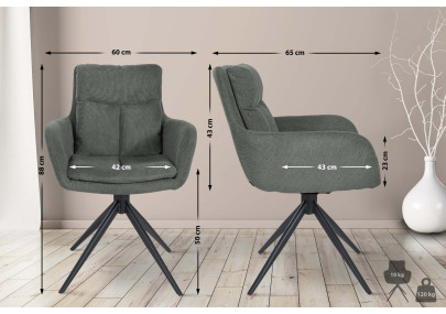 Chaise de salle à manger Vilas, tissu gris